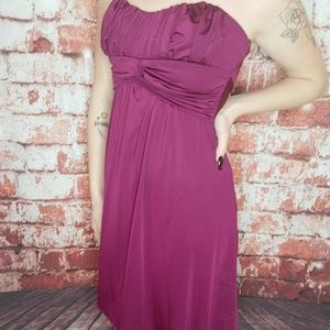Womens satin magenta short flowy dress